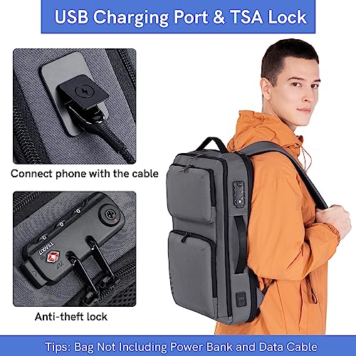 VGOAL Travel Laptop Backpack, Laptop Bookbag College Backpack Durable Water Proof with USB Charging Port for Men Women (FG6317-G)