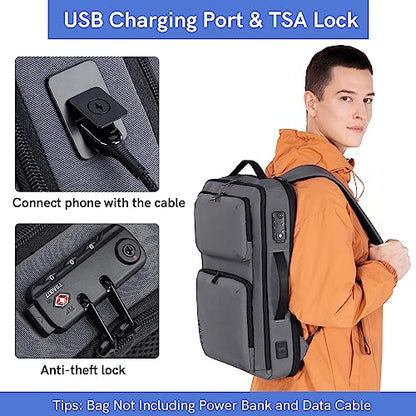 VGOAL Travel Laptop Backpack, Laptop Bookbag College Backpack Durable Water Proof with USB Charging Port for Men Women (FG6317-G)