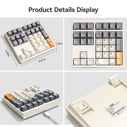 Kisnt KN34 Mechanical Numpad, Full-Function for Heavy Excel Financial | Wired 34 Keys Hot Swappable, PBT Keycaps with White Backlit, Laptop MacBook PC Desktop Compatible (Brown Switch)