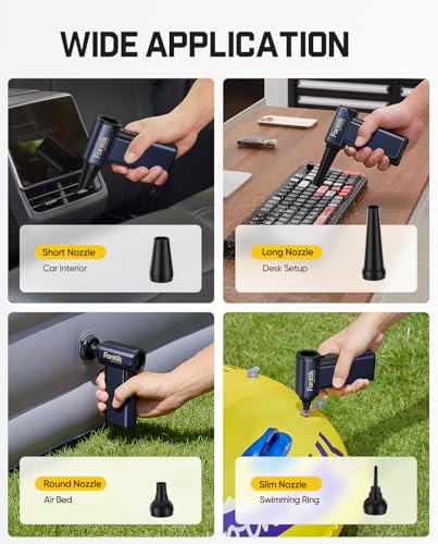 Fanttik B10 Pro Max Electric Air Duster, 130000RPM Brushless Motor, Compressed Air Duster, 6 Gears Adjustable, One-tap Booster, 28.8Wh Rechargeable Battery, Electric Duster for PC, Car (Navy Blue) - color: Navy Blue