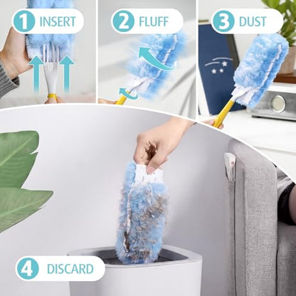 Duster Refill for Swiffer Duster, 100 Count Heavy Duty 2 Side 360° Duster Refills, 6X Microfibers, Disposable Multi Surface Dusters for Cleaning (Not Include Handle) - color: 100 Refills