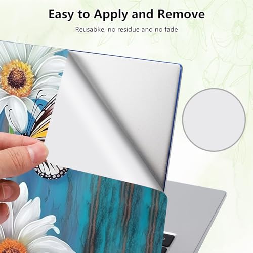 Laptop Skin Sticker Decal, Universal Reusable Vinyl Laptop Cover for 12" 13" 13.3" 14" 15" 15.4" 15.6" Notebook PC, Reusable Waterproof Scratch-Resistant with 2 Wrist Pads,Wood Chrysanthemum - color: Wood Chrysanthemum