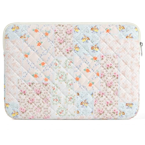 13-14 inch Cotton Quilted Laptop Sleeve for Women, Aesthetic Puffy Laptop Case Carrying Bag Compatible with MacBook Air/Pro 13/Pro 14, Soft Computer Liner Bag (Coloful Pin, 13.3 inch) - color: Coloful Pin, size: 13.3 inch