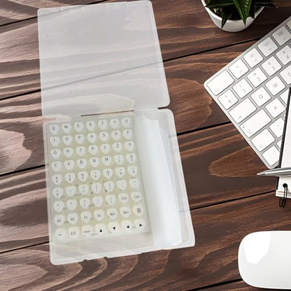 Keyboard Sticker for Long Nails with 119PCS Letters + 17 Inch Universal Keyboard Cover, Reusable Adhesive Silicone Keyboard Stickers, Dustproof Easy-Remove Protector Set for Desktop Keyboard(White)