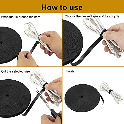 Reusable Wire Management Roll Nylon Fastening Cable Ties Straps Xnakko 3/4 inch double-sided hook and loop tape (Black, 25 yards) - size: 3/4 in X 25 yd