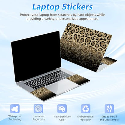 Universal Laptop Skin Sticker Decal with 2 Wrist Pad Skins, Waterproof Scratch Vinyl Cover for 11–15.6 Inch MacBook, HP, Dell, Lenovo, Cutable & Reusable,Gold Glitter Leopard - color: Gold Glitter Leopard