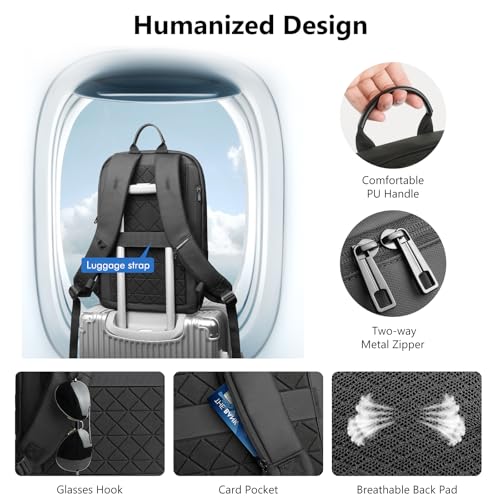 Slim Laptop Backpack for Men, Business Backpack with USB Charging Port | 15.6 Inch Lightweight Travel Backpack, Water Resistant Small Computer Bag for Work Office College