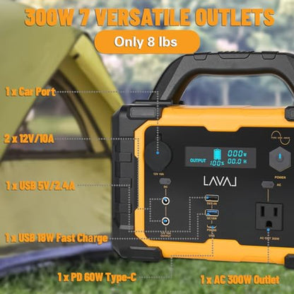 Solar Generator 300W Portable Power Station with 100W Foldable Solar Panel, 294Wh Lithium Battery, 120V/300W AC Outlet, Quiet Generators for Home, RV, Outdoor, Camping and Emergencies Use