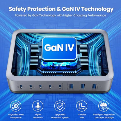 USB C Charger Block 515W[2025 Upgraded] GaN IV 8 Port Fast Charging Station Hub,Dual PD 100W USB C Laptop Charger Compatible with MacBook Pro/Air,iPad,iPhone 16/15,Galaxy S23/S24 Steam Deck Dell XPS - color: Black, size: 515W
