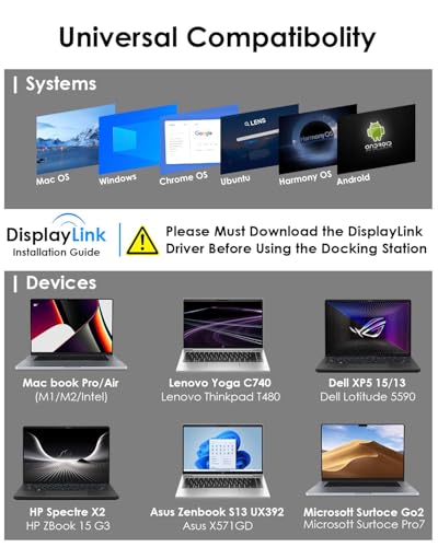 WAVLINK Universal Laptop Docking Station - Dual Monitor Support for Windows and Mac, 5K/Dual 4K@60Hz (2 HDMI, 2 DP, 3 USB, 2 USB-C, Ethernet, Audio&Mic) - style: 2 DP+2 HDMI