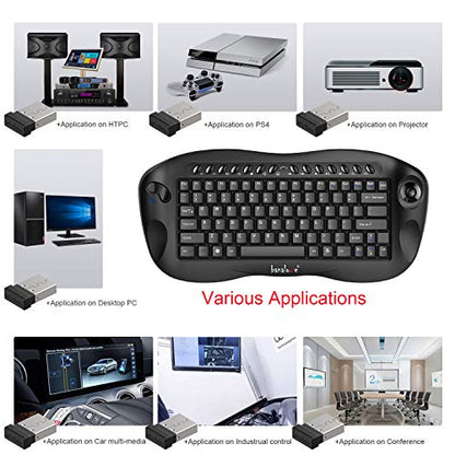 Easy Zoom Control with Scroll Wheel and ctrl,Banalove mini Handheld trackball Multi-Media 2.4G Wireless Keyboard Combo for HTPC Home Theater Keyboard,Smart TV Multimedia Set-Top Box
