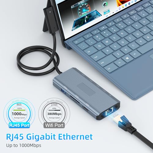 [2025 New] Surface Docking Station- 2 Year Warranty -10 in 1 Surface Dock with HDMI Ethernet SD/TF 5*USB PD, Docking Station for Surface Pro 11/10/9/8/X/7/6/5,Surface Laptop,Surface Book - size: 10