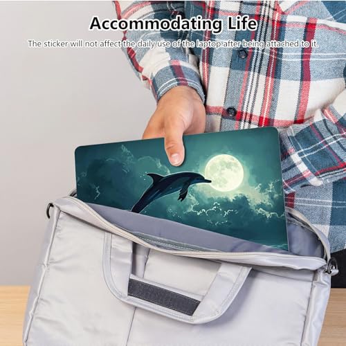 Universal Laptop Skin Sticker with 2 Wrist Pad Skins, Waterproof Scratch Resistant Vinyl Laptop Cover Decal, Cut to Fit for 11–15.6 Inch MacBook HP Dell Lenovo, Dolphins - color: Dolphin