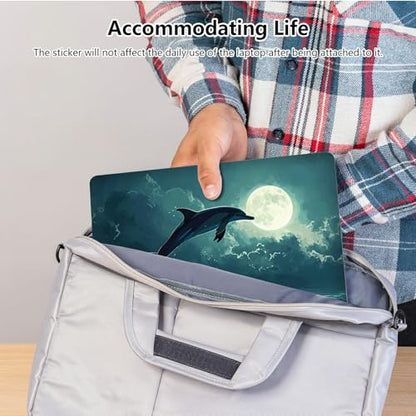 Universal Laptop Skin Sticker with 2 Wrist Pad Skins, Waterproof Scratch Resistant Vinyl Laptop Cover Decal, Cut to Fit for 11–15.6 Inch MacBook HP Dell Lenovo, Dolphins - color: Dolphin