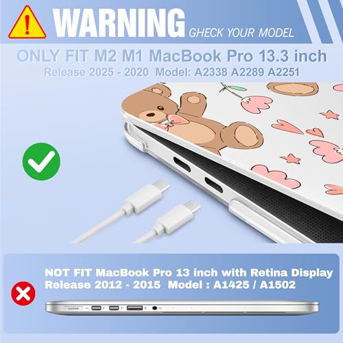 May Chen Case for MacBook Pro 13 inch M2 2023,2022,2021,2020 A2338 M1 A2251 A2289, Plastic Hard Shell Cover for MacBook Pro 13" with Touch Bar Fits Touch ID, Cute Teddy Bear - color: Cute teddy bear