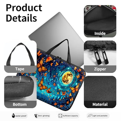 14" 15" Laptop Handle Bag Computer Bag,14.2" 15.4 inch Pouch Holder Notebook Sleeve Cover Compatible for Dell,Lenovo,Toshiba HP, Asus Notebook Messenger Briefcase-A Bunch of Butterflies Moon - color: A Bunch of Butterflies Moon