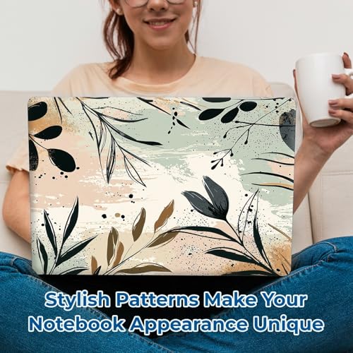 Reusable Universal Laptop Skin Sticker, Cut to Fit for 11.6–15.6 Inch Laptops, Waterproof Protective Film, No-Residue - Botanical Leaves - color: Botanical Leaves