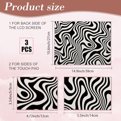 PLIGREAT 15 Inch Black White Classic Pattern Laptop Skin Stickers Cutable Universal Size Fits 12" 13" 13.3" 14" Laptop Removable Waterproof Notebook Art Decals PC Protector Cover Sticker