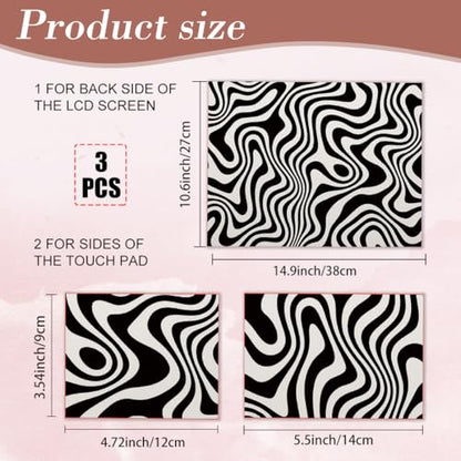 PLIGREAT 15 Inch Black White Classic Pattern Laptop Skin Stickers Cutable Universal Size Fits 12" 13" 13.3" 14" Laptop Removable Waterproof Notebook Art Decals PC Protector Cover Sticker