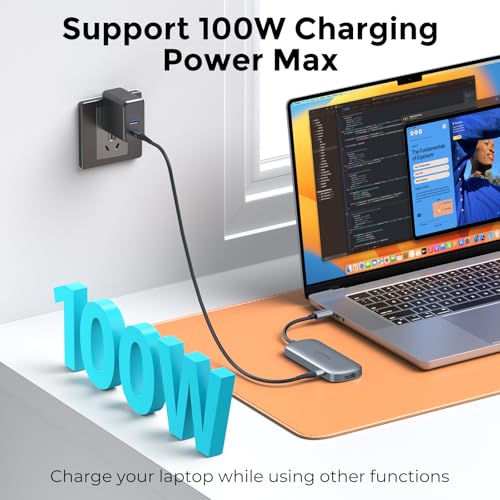 USB C Hub 7-in-1, NewQ USB C Hub with HDMI 4K, 3 USB-A 3.0 Ports, SD/TF Card Reader, 100W USB-C PD Charging, Slim Aluminum USB Hub for MacBook, Laptop & USB-C Devices