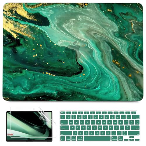 B BELK Compatible with MacBook Air 13 inch Case 2021 2020 2019 2018 M1 Chip | A2337 A2179 A1932, Plastic Laptop Hard Shell for MacBook Air 13.3 inch Case & Keyboard Cover & Screen Protector, Green Marble - color: Green Marble