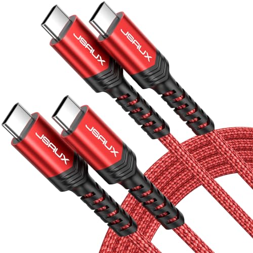 JSAUX 100W USB C to USB C Cable for iPhone 17, USBC Type C Charge Cord 5A Fast Charging Compatible with iPhone 17 Air 16 15 Pro Max Samsung Galaxy S25 S24 MacBook iPad Pro Carplay (2-Pack, 3.3ft) Red - color: Red, size: 3.3FT+3.3FT