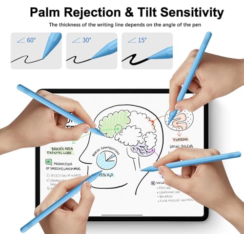 Stylus Pen for iPad Pencil 11th&10th,Pencil with Palm Rejection Tilt Sensitivity,Apple Pen 2018-2025 for Apple iPad A16/11/10/9/8/7/6th,Pro 12.9"/11"/13" M5/M4,Air M3/M2/5/4/3,Mini A17/6th/5th-Blue - color: Blue