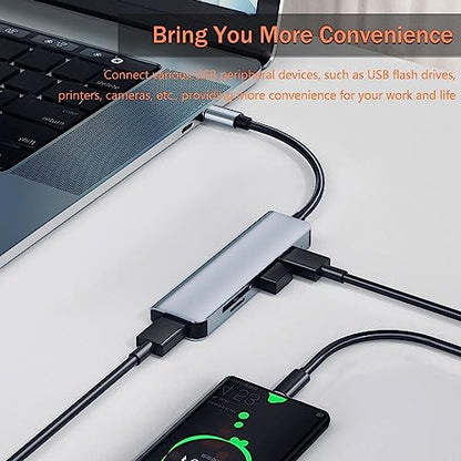 VIENON 5 in 1 Aluminum USB-C Hub with Memory Card Reader and 3 USB 3.0 Ports, for PC, Laptops, MacBook Pro/Air, iMac Pro, Surface and Tablet