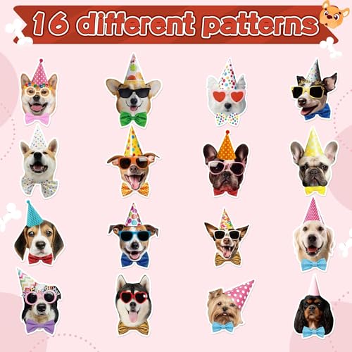 CNhoqc Puppy Birthday Sticker Rolls - 1000 Pcs Realistic Birthday Dog Hat Waterproof Vinyl Reusable Laptop Animal Stickers Self-Adhesive Scrapbook Water Bottle Greeting Cards Party Supplies Skateboard - style: Realistic Puppy Birthday