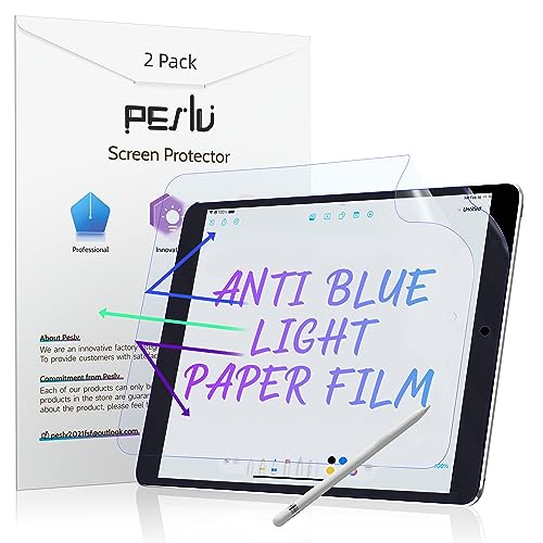 Peslv 2 Pack Anti Blue Light Paper Film for iPad 9th 8th 7th Generation 10.2 Inch, Drawing & Writing Feel Like on Paper, Matte Anti Glare PET Screen Protector, BlueLight Filter Eye Protection Cover - size: iPad 7/8/9th -B