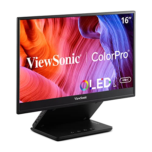 ViewSonic VP16-OLED 15.6 Inch 1080p ColorPro Monitor, OLED Display with Pantone Validated Color Accuracy for Immersive Second Screen Productivity, Advanced Ergonomics, 40W USB-C, and mini HDMI Inputs - style: 15.6-Inch OLED
