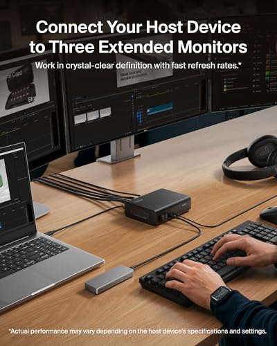 Belkin Connect 16-in-1 Docking Station 100W, Triple Display USB C Dock w/ 4K@60Hz Support, DisplayLink Technology - USB C Dock w/ 10Gbps Data Transfer, 2.5Gb Ethernet Port - Laptop Expansion Hub - style: 16-in-1, Triple Display, 100W
