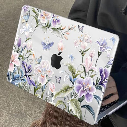 for MacBook Neo 13 inch Case 2026 A3404 with A18 Pro Chip, Anti-Scratch Slim Pattern Plastic Hard Shell Case 13-inch Neo Protective Cover with Keyboard Cover & Screen Film, Purple Flowers - color: Purple Flowers