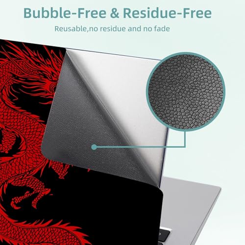 Universal Laptop Skin Decal, 3-Piece Vinyl Protector for 12 13 14 15.6" Notebook, Waterproof Anti-Scratch, Easy Trim & Bubble-Free Finish, Red Chinese Dragon - color: Red Chinese Dragon
