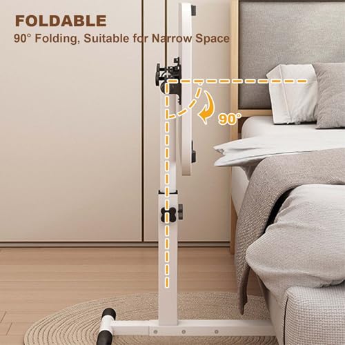 Adjustable Overbed Laptop Desk with Wheels, Tilting Rolling Laptop Stand for Bed and Couch, Mobile Standing Desk for Home Office, Height Adjustable Computer Table for Hospital