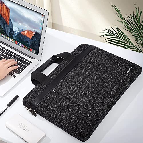 MOSISO Laptop Bag for Men 15.6 inch, 15-16 inch Computer Bags | Compatible with MacBook Air 15/Pro 16, HP Dell Acer Asus, Laptop Carrying Bag with Trolley Sleeve&2 Zipper Pockets, Black