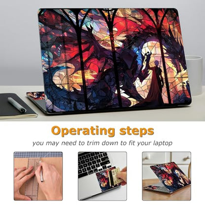 Universal Laptop Skin Sticker with 2 Wrist Pad Decals, 3-Piece Removable Vinyl Laptop Cover, Glass Dragon Waterproof Anti-Scratch, Easy-Trim Fit for 13.3" 14" 15.6" Laptops - color: Glass Dragon