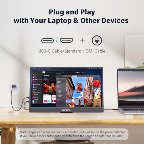 InnoView 15.6-Inch Portable Monitor, 120Hz 2K QHD, USB-C/HDMI, Travel Monitor for Laptop MacBook/Switch/PS5/Xbox (Adapter Not Included) - size: 15.6 inches