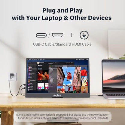 InnoView 15.6-Inch Portable Monitor, 120Hz 2K QHD, USB-C/HDMI, Travel Monitor for Laptop MacBook/Switch/PS5/Xbox (Adapter Not Included) - size: 15.6 inches