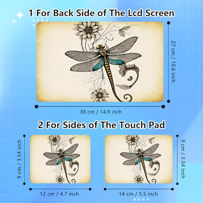 Universal Laptop Skin Sticker Decal for 11.6”12" 13" 13.3" 14" 15" 15.4" 15.6" Reusable Waterproof Scratch-Scratch Resistant Protective Vinyl Laptop Notebook Skin Stickers - Dragonfly Sunflower - color: Dragonfly Sunflower