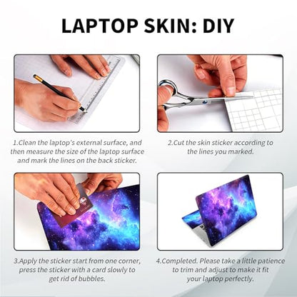 Universal Laptop Skin, DIY Cut-to-Fit Vinyl Cover Compatible with HP, Dell, Lenovo, Mac (13.3" to 15.6"), Anti-Scratch, No Residue & Bubble-Free Protective Decal Sticker, Blue Purple Galaxy Sky - color: Blue Purple Galaxy Sky