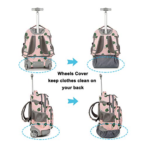 Tilami Rolling Backpack 18 inch Wheeled Backpack School College Student Travel Trip Boys and Girls - color: Cactus