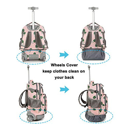 Tilami Rolling Backpack 18 inch Wheeled Backpack School College Student Travel Trip Boys and Girls - color: Cactus