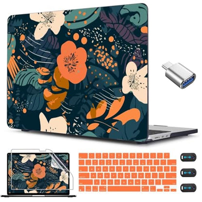 CISSOOK Compatible with MacBook Air 13 inch Case A3449 A3240 A3113 A2681 | 2026 2025 2024 2023 2022, 5in1 Set Hard Shell Case Keyboard Cover for MacBook Air 13 inch M2 M3 M4 M5, Little Flower - color: Air13.6inch-Little Flower