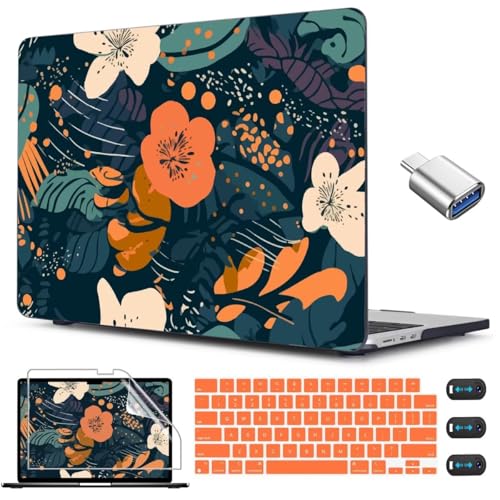 CISSOOK Compatible with MacBook Air 13 inch Case A3449 A3240 A3113 A2681 | 2026 2025 2024 2023 2022, 5in1 Set Hard Shell Case Keyboard Cover for MacBook Air 13 inch M2 M3 M4 M5, Little Flower - color: Air13.6inch-Little Flower