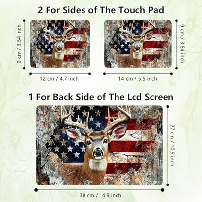 Laptop Skin Sticker Decal, Universal Reusable Vinyl Laptop Cover for 12" 13" 13.3" 14" 15" 15.4" 15.6" Notebook PC, Reusable Waterproof Scratch-Resistant with 2 Wrist Pads,American USA Flag Deer - color: American USA Flag Deer