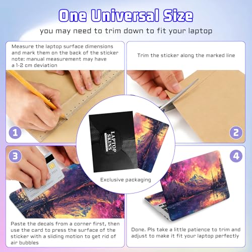 Universal Laptop Skin Sticker Decal, Compatible with MacBook HP Dell Lenovo 12"-15.6", Reusable Vinyl Notebook Cover 3PCS Set, High-Recognition Film-Galaxy Mountains with Lake - color: Galaxy mountains with lake