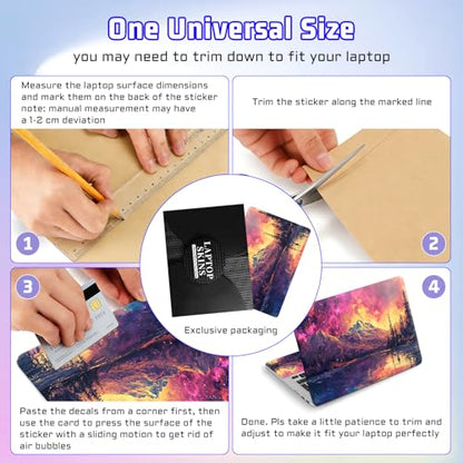 Universal Laptop Skin Sticker Decal, Compatible with MacBook HP Dell Lenovo 12"-15.6", Reusable Vinyl Notebook Cover 3PCS Set, High-Recognition Film-Galaxy Mountains with Lake - color: Galaxy mountains with lake