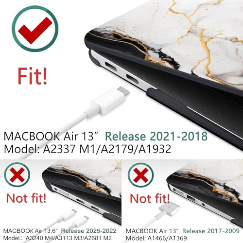 DONGKE Compatible with MacBook Air 13 inch Case 2021 2020 2019 2018 Release A2337 M1 A2179 A1932 with Retina Display & Touch ID, Plastic Hard Shell & Keyboard Cover - Abstract Marble - color: Abstract Marble D159