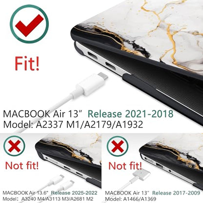 DONGKE Compatible with MacBook Air 13 inch Case 2021 2020 2019 2018 Release A2337 M1 A2179 A1932 with Retina Display & Touch ID, Plastic Hard Shell & Keyboard Cover - Abstract Marble - color: Abstract Marble D159